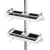 DIYGEEK Mensola Doccia Senza Foratura, Organizzatore Bagno Sospeso Regolabile in Altezza per Barra Doccia Diametro 18-25 mm, 2 Pezzi, Bianco