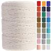 GOHOF Cordoncino macramè, 3 mm x 450 m, corda in cotone macramè di alta qualità, 4 fili intrecciati, uno dei materiali più perfetti per l'arte macramè, filo di cotone senza sostanze chimiche (beige)