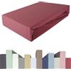 Edda Lux Premium - Lenzuolo con Angoli per TOPPER (Altezza Topper 4-8 cm), 180 x 200 cm, 95% Cotone 5% Elastan, OEKO-Tex, in Jersey, colore: Melagrana