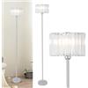 Rayofly Lampada da Terra per Soggiorno Cromo, Lampe da Terra Moderna in Cristallo con Paralume in Vetro, Lampa da Terrazza in Cristallo Argento con Interruttore a Pedale, Lampe da Soggiorno in Vetro