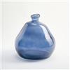 THE GLASS COMPANY Vaso basso in vetro riciclato e design liscio irregolare - Vaso di vetro artigianale stile mediterraneo Decorazione della casa (Blu Marino)