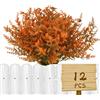 HBell 12 fasci di fiori artificiali autunnali, non sbiadiscono, piante finte per interni ed esterni, per Ringraziamento, Halloween, Natale, matrimoni, feste, casa, giardino, decorazione (scuro)