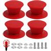FunWorth 4 Pomelli Universali per Coperchio Pentola in Silicone, Manopole di Ricambio Resistenti al Calore, Senza BPA, con Viti per Coperchi in Vetro con Foro, Rosso
