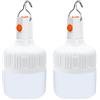 AKOFIC 2 Pezzi Lanterna da Campeggio LED, Lampadina Ricaricabile USB 2 Livelli Dimmerabili Appeso Portatile, Luce da Lavoro Lampada Ultra Luminosa Lmpermeabile per Esterno Giardino Emergenza Tenda