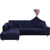 Jaotto Copridivano con Penisola Elasticizzato A Sinistra Destra, Copridivano Angolare Universale, Fodere per Divano Antigraffio Gatto Chaise Longue a Forma di L(2 Posti+3 Posti,Blu Navy)