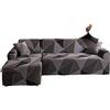 Jaotto Copridivano con Penisola Elasticizzato A Sinistra Destra, Fodere Copridivano Angolare Universale, Copridivano Antigraffio Gatto Chaise Longue a Forma di L(3 Posti+3 Posti,Geometria Marrone)