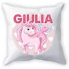 Overthetee Cuscino Bambina Unicorni - Nome Personalizzato - Rosa - Pink - Unicorn - Cuore - Bimba - Idee Regalo - Cuscini Cameretta