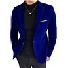 Botong Giacca da smoking da uomo in velluto slim fit, con risvolto a un bottone, giacca da smoking per feste di nozze, Blu reale, 50