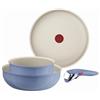 Tefal Ingenio Serenity L8294S04 - Set di 4 pentole con rivestimento antiaderente Mineralia, salvaspazio, impilabili, per tutti i piani cottura, lavabili in lavastoviglie, Blue Salt, colore: Blu