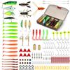 Vicloon Artificiali da Pesca Spinning, 147 Pezzi Esche da Pesca, Esche Artificiali da Pescare Contiene Crankbaits, Stickbait,Vermi,Ganci Singolo, Girevole, ECC per Acqua Dolce e Salata