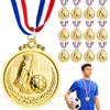 Hianjoo Medaglie in Metallo, Confezione da 12 Medaglie da Calcio per Bambini e Adulti, Vincitore del Premio in Metallo Dorato con Nastro da Collo, per Competizioni Calcistiche e Feste