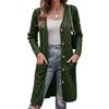 Aottori Cardigan Donna Elegante Invernale Cappotto a Maglia Lungo Cardigan a Maniche Lunghe Autunnale Maglione Aperto Anteriore Bottoni Verde Scuro XL