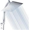 Voolan Soffione Doccia Voolan Rain con Braccio Doccia Portatile, Soffione Doccia a Cascata Quadrato ad Alta Pressione da 20cm con Kit di Supporto, Cromato
