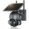 Ctronics Telecamera WiFi Esterno Senza Fili con Pannello Solare da 6W, 3K 5MP HD, Telecamera wifi con Rilevamento PIR & Umano, Visione Notturna a Colori, FTP, Compatibile con PC/Smartphone