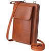 KUKOO Borse a tracolla piccole per le donne PU cuoio cellulare borsa portafoglio con slot per carte di credito, Marrone