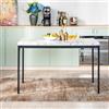 FurnitureR Tavoli da pranzo in finto marmo bianco, stile puré ed elegante per 4-6 persone, piano in legno spesso con struttura in metallo, per cucina, sala da pranzo, 120 x 70 x 75 cm