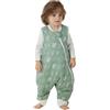 Duomiaomiao 2.5 TOG Sacco a pelo con piedi invernale，100% cotone，Sacco nanna per Bambini（Foglie verdi/2-3 anni）