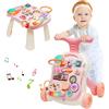 Maycoly Primi Passi per Bambini, 3 in 1 Girello per Bambini, Piastra da Gioco Rimovibile, Centro di Attività Educativa Precoce, Girello con Ruote in Gomma, Giocattolo per Bambini 12+ Mesi