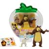 Giochi Preziosi Masha E Orso - Confezione A Forma Di Fragola Trasparente Con Personaggio Orso, Adesivi E Bustina Contenente Pinguino, Per Bambini A Partire Dai 3 Anni
