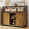 Blishom Credenza per Soggiorno Stile Country, con 2 Ante Scorrevoli, Ripiani Regolabili, Mobile Organizzatore in Legno, 33 x 100 x 80 cm, Retro