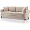 Shally Dogan Divano 3 Posti con Rivestimento in Tessuto e Struttura in Legno Robusta, Sofa Premium Relax con Imbottitura Extra Morbida ad Alta Densità, Altezza Piedini Affusolati 10 cm (Beige)