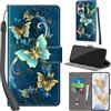 PHINIENLAND Cover per Honor 90 5G Case PU Pelle Custodia [Kickstand] [Chiusura magnetica] [Slot per Schede], Portafoglio Flip Custodia per Honor 90 5G,Farfalla verde