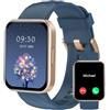 RUIMEN Smartwatch Uomo Chiamate Bluetooth Orologio Sportive Contapassi Android iOS Compatibile Fitness Tracker Cardiofrequenzimetro da polso Saturimetro Impermeabile IP68 Notifiche Whatsapp Blu