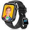 Sanorum Nuova 4G Smartwatch Bambini, IP68 Impermeabile Orologio Smartwatch Bambini con GPS, Chiamate/Funzione SOS/Videochiamate/Modalità Scuola/Fotocamera/Sveglia/Contapassi per Ragazzi e Ragazze Nero