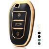 OFF WE GO Custodia Chiave Guscio Auto Copertina Chiave Macchina per Peugeot 208 308 408 508 307 2008 3008 5008 Citroen C3 C4 C5 DS3 DS5 DS7 Guscio Cover Portachiavi Telecomando Cancello, Oro Nero