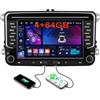Hikity 5G WiFi 4+64G Android Autoradio per VW Golf 5 Golf 6 Passat Tiguan Touran Skoda Polo, 7 Pollici Touch Screen Stereo Auto con Wireless Carplay Android Auto BT5.0 FM/RDS/DSP Navigatore SWC Retrocamera