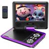 Yoton Lettore DVD portatile da 9,5 pollici per bambini e auto, schermo HD girevole da 7,5 pollici con 4-6 ore di batteria integrata, supporto schermo di sincronizzazione alla TV, supporto scheda