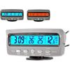 TOTMOX Fahrenheit Celsius - Termometro digitale intelligente multifunzione per auto, doppio display LCD con retroilluminazione a LED blu/arancione, funzione orologio/calendario/tensione