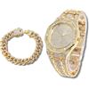 richhut Orologio con Diamanti per Uomo Iced Out Quadrante Ottagonale Cinturino Largo 20MM Placcato in Oro 18K, con 20cm Catena Cubana, Regalo per Fidanzato Marito