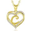 INFUSEU Collana Lettera C, Doppio Cuore Ciondolo 18K Oro Lettera A-Z Gioielli Cubic Zirconia Compleanno Regali per Donne Moglie Mamma, Catena Da 20 Pollici