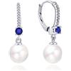 JO WISDOM orecchini perle argento 925 donna con 8mm perle 3A Zirconia cubica Settembre Birthstone Colore Zaffiro