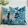 Voreppy Copricuscini 50 x 50 cm Blu Verde Moderna con Motivo Astratto Fiori Geometrici Cuscino per Divano Federe per Cuscini Decorativi per Soggiorno Poltrona Patio Giardino Set di 2