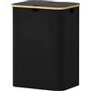 Lifewit Cesta Portabiancheria 150 L con Coperchio, Grande Cesto Biancheria Pieghevole in Bambù con Sacco Interno, Portabiancheria Salvaspazio, Laundry Basket per Camera da Letto, Bagno, Nero