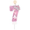 Tinoaly Candela di Compleanno Rosa con Numero, Corona Scintillante Farfalla Scintillante Paillettes Decorazione per Torta per Feste di Compleanno Matrimoni Anniversari Celebrazioni (Numero 7)