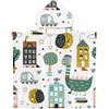 mellystore Poncho Mare Bambino Asciugamano da Spiaggia per Bambini 65 x 75cm Poncho da Bagno per Bambini con Cappuccio Telo Mare in Microfibra per Ragazze Ragazzi Bagno Spiaggia Nuoto(Dinosauri ed Edifici)