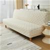 SUIOKPO Copridivano Elasticizzato A 3 Posti Copridivano Senza Braccioli Rimovibile Universale Copridivano Futon Jacquard Tinta Unita Per Soggiorno Lavabile,Beige