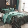 Dencalleus Set Copripiumino in Microfibra Parure Stampa Geometrico Matrimoniale, 1 x Copripiumino 220 x 230 cm con 2 x Federe 50 x 70 cm, Bedding Set Biancheria da Letto, Verde