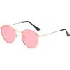 RUNHUIS Piccoli occhiali da sole rotondi polarizzati da donna uomo vintage classico super leggero montatura in metallo lenti retrò moda occhiali per guida pesca, oro/rosa