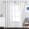 JIUZHEN Rosette - Tende trasparenti semi-trasparenti con occhielli, per camera da letto e soggiorno, 132 x 213 cm, set da 2 con fermatende