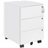 HOMSTEEL Cassettiera Scrivania Mobile, Cassettiera con 3 serrature, 4 Chiavi, 3 Cassetti, in Acciaio, Preassemblato, Bianco