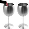 WANDGU Set di 2 bicchieri da vino in acciaio inox: bicchieri da vino infrangibili WANDGU 10 oz, bicchieri da champagne in acciaio inossidabile di alta qualità in argento, bicchiere da vino rosso, bicchieri