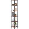 VEVOR Scaffale Angolare a 6 Ripiani, Supporto Angolare Alto con Luce LED, Mensole da Parete a Torre con Struttura in Metallo e Ripiani in Legno, Libreria Stretta per Camera da Letto, Soggiorno
