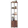 VEVOR Scaffale Angolare a 5 Ripiani, Scaffale ad Angolo con Luce LED e Ante, Mensole da Parete, Struttura in Metallo e Ripiani in Legno, Libreria Stretta per Casa e Ufficio, Marrone Rustico