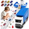 Aoskie Transport Truck Toy Cars for Boys Aged 3, 4, 5, 6 Years, Portable Racing Track Truck Toy Car with 8 Racing Cars, Transporter Vehicle Toy Set for Children (Blu)