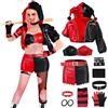 shengo Costume da personaggio anime, per cosplay, Joker Girl, set completo, per Halloween, carnevale, feste, con parrucca e orecchini, per donne e ragazze (nero e rosso, XL)