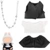 Tinoaly 4pz Vestiti per Bambole, 15-17cm Abiti Bambole Abbigliamento Carino Maglietta Bianca Gilet PU Pantaloni Collana Cuore per Dolls Peluche 1a/2a/3a Generazione Accessori Esposizione Regali